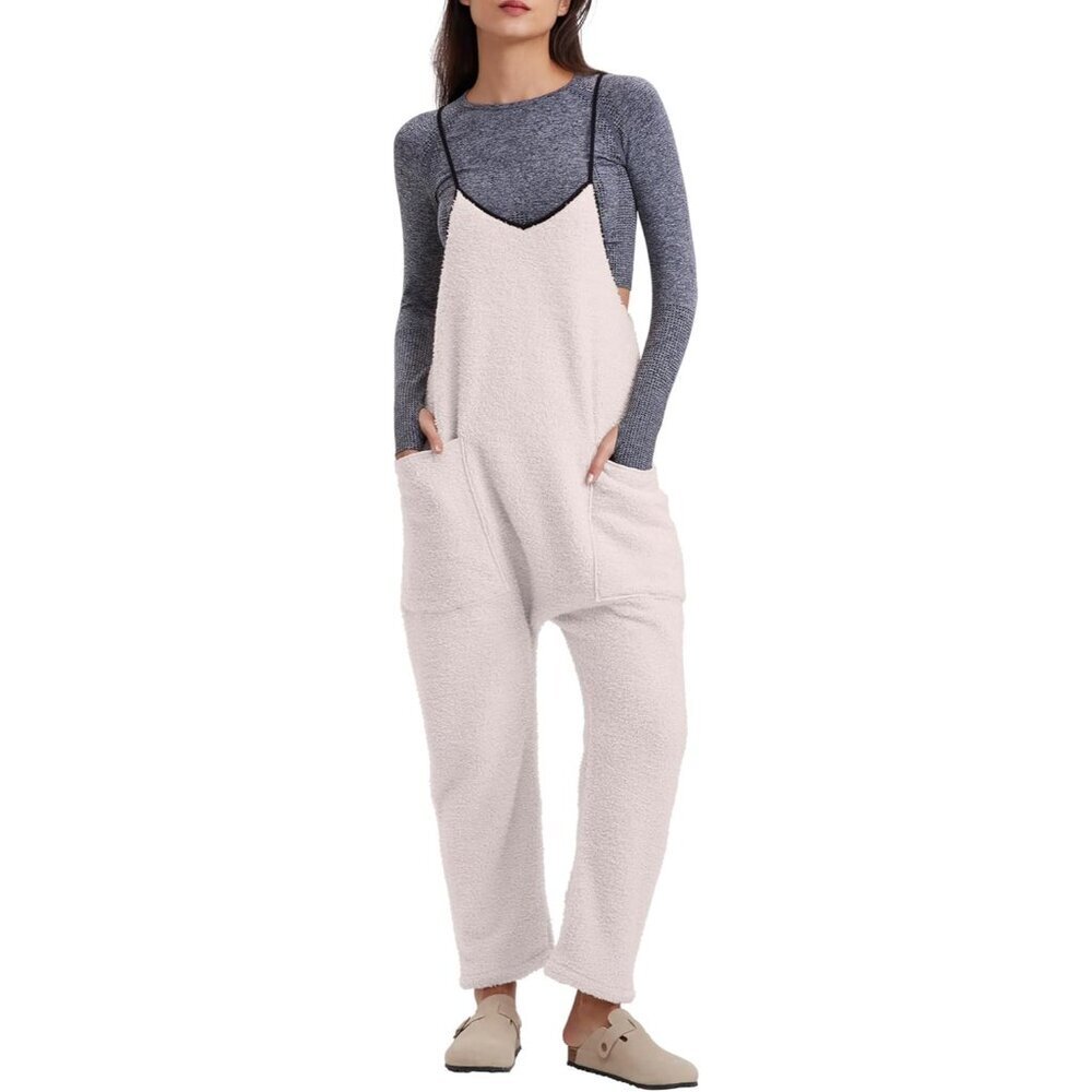 Women's Fleece Jumpsuit XS Casual Warm Sleeveless Overalls